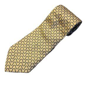 Tommy Hilfiger Silk Tie Mens Necktie Yellow Blue White Lines Business Career